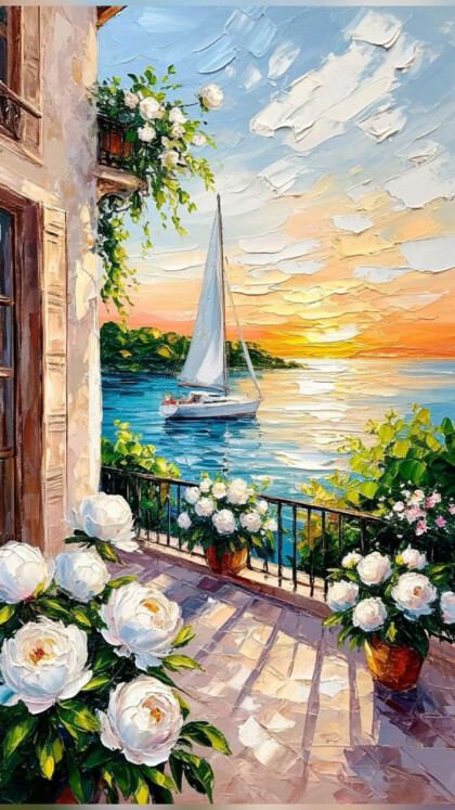 Пейзаж с парусником