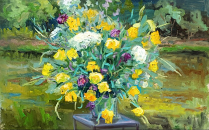 Полевые цветы у пруда. Серия "натюрморт под открытым небом". Пленэр ZhNataly