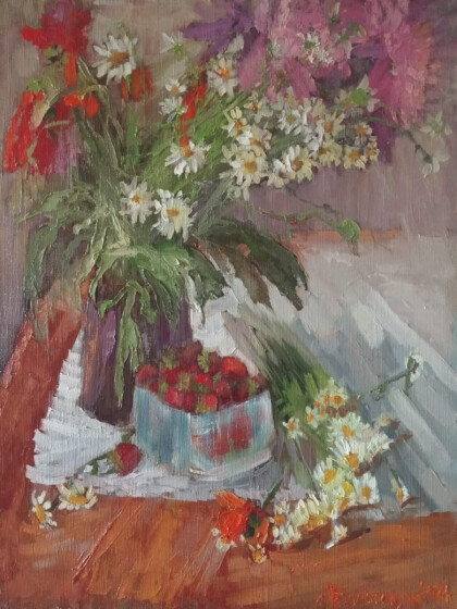 Натюрморт с ромашками