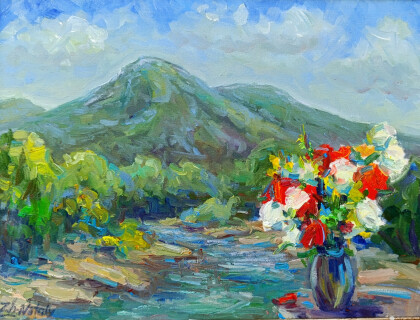 Букет в кувшине у подножия горы Тхача-гочук. Серия «натюрморт под открытым небом». Пленэр ZhNataly