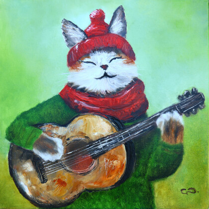 Котик с гитарой