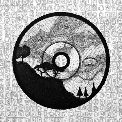 Картина черно-белая Нападение инопланетян Нло Пришельцы Горный пейзаж