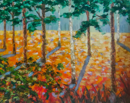 Лес, закат, абстракция