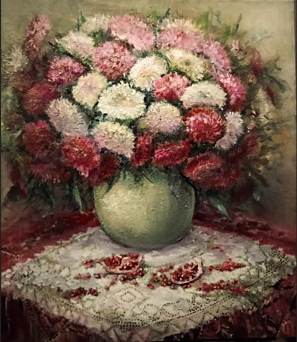 Астры с зёрнами граната