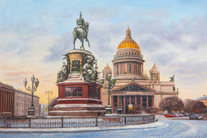 Мощью завораживает взор. Вид на Исаакиевский собор и памятник Николаю I