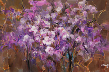 Розовые цветы. Почти абстракция. N 1