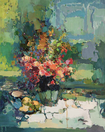 Летний натюрморт. Цветы и лимоны