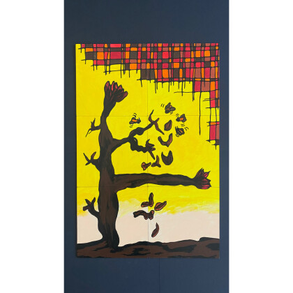 ”Завершение” Модульная картина Осенняя абстракция Засохшие цветы