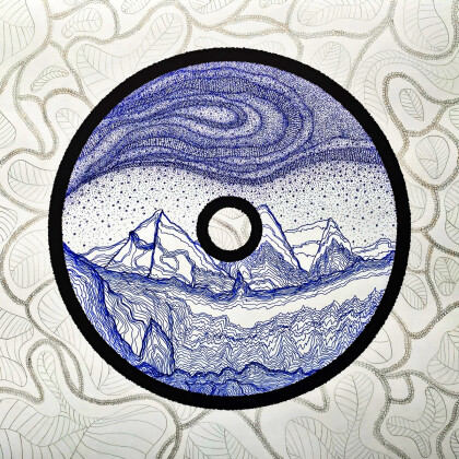 Индиго (1) Зимний горный пейзаж с северным сиянием