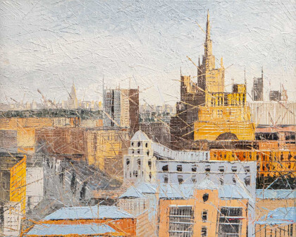 Москва с высоты птичьего полёта. Вид на высотку на Кудринской площади