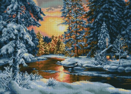 Зимний закат в лесу