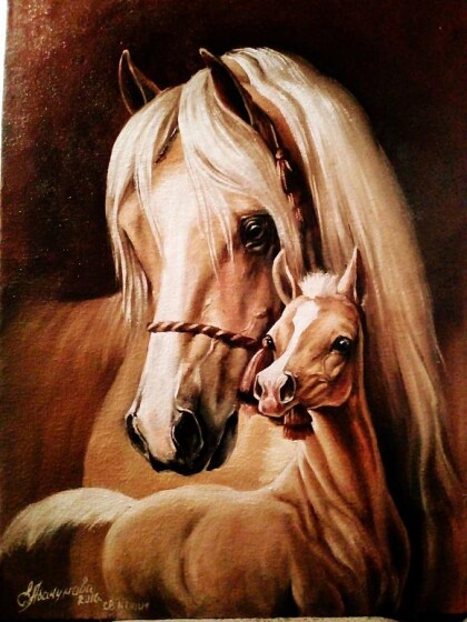 Картина маслом "Мать и дитя" Свободная копия.