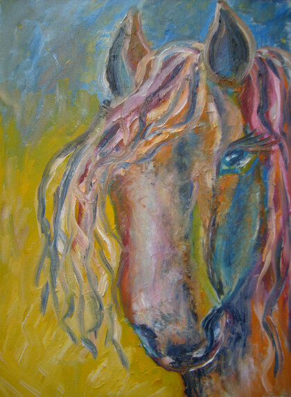 У костра. Портрет лошади.