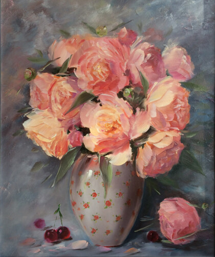 Пионы в фарфоровой вазе