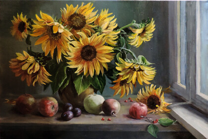 Подсолнухи и яблоки