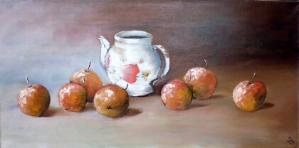 Натюрморт с заварником и фруктами