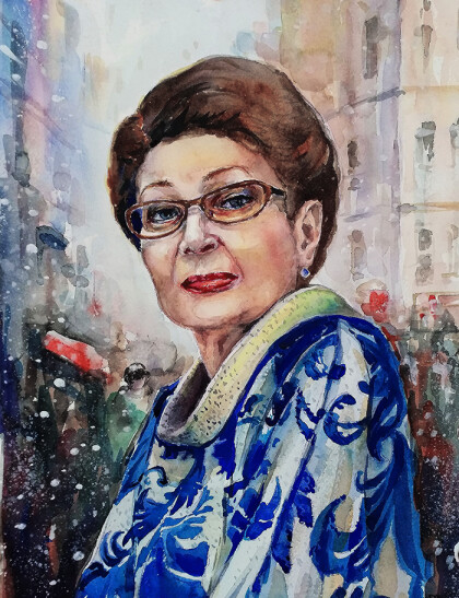 Женщина в синем