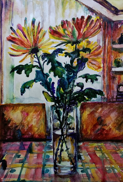 Астры на столе