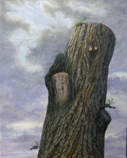 Подпиленное дерево.