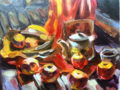 Летний натюрморт с яблоками