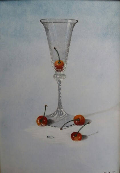 Бокал и черешня