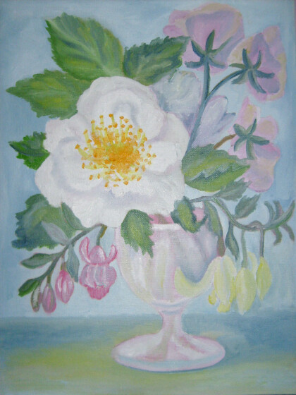 Белая анемона с душистым горошком