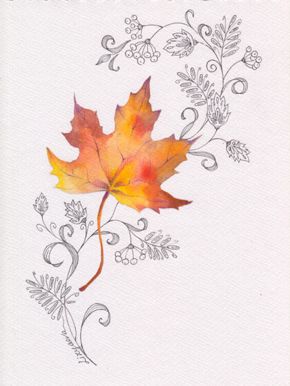 "Кленовый лист и узоры"