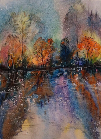 На озере осень