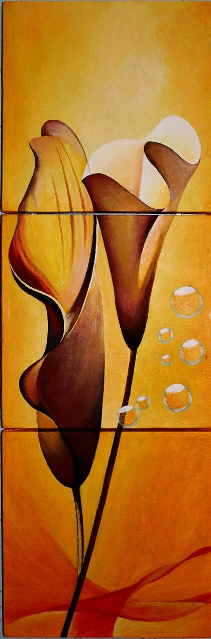 цветы на желтом модульная картина