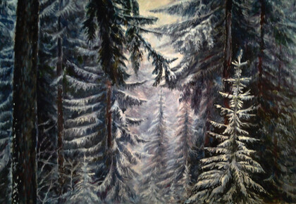 в лесу зимой