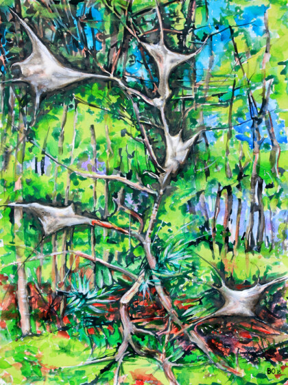 Дерево, заражённое насекомыми.