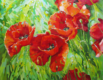 Алых бабочек развернутые крылья...