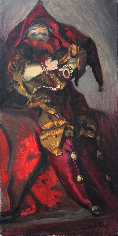 Паяц в багровых тонах