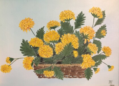 Летний букетик бархоток в корзинке