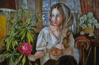 девушка с собакой