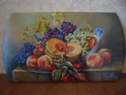 Кухонная доска декоративная "Натюрморт с тыквой"