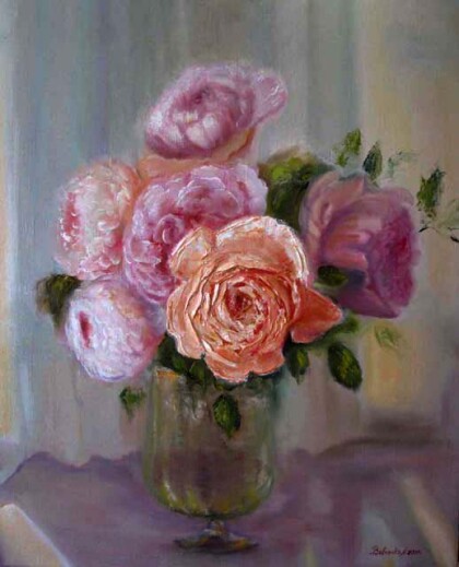 Пионы и роза