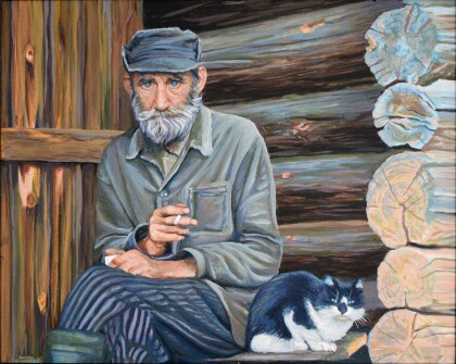 Старик и кошка