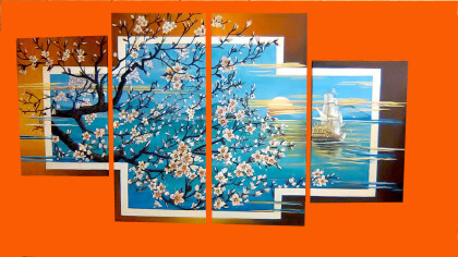 Сакура у моря(ручная работа)