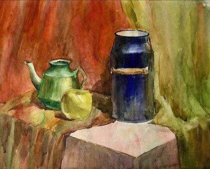 Контрастный натюрморт с яблоком