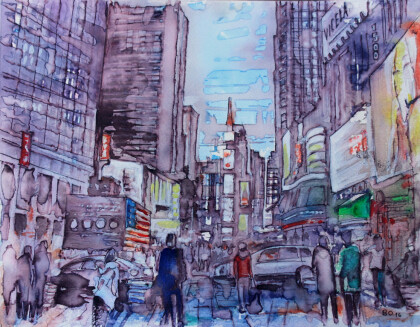 Вечер на Таймс-сквер.