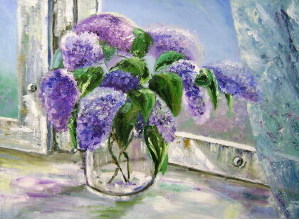 Сирень на старом окне