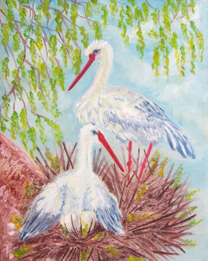 Аисты в гнезде