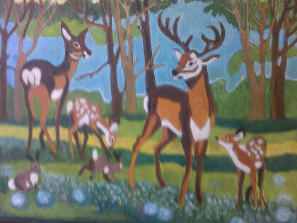 олени у ручья