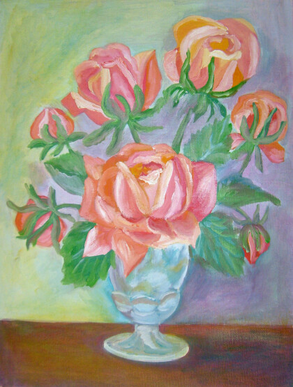 Красные розы в бокале