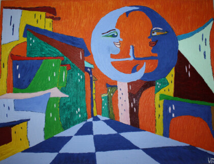 Картина маслом "Фантасмагический городок".