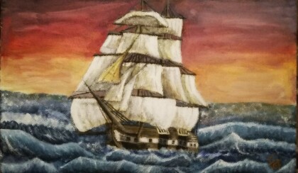 парусник на волнах