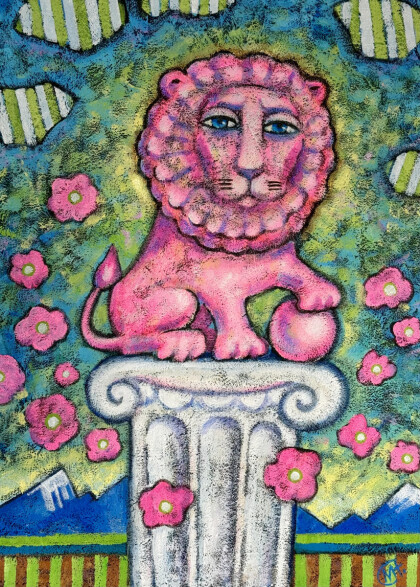Розовый лев