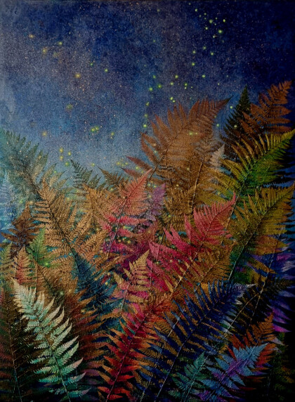 Папоротник. Светлячки.