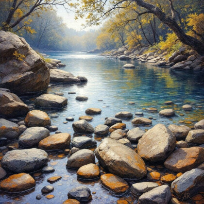 Река в горном лесу